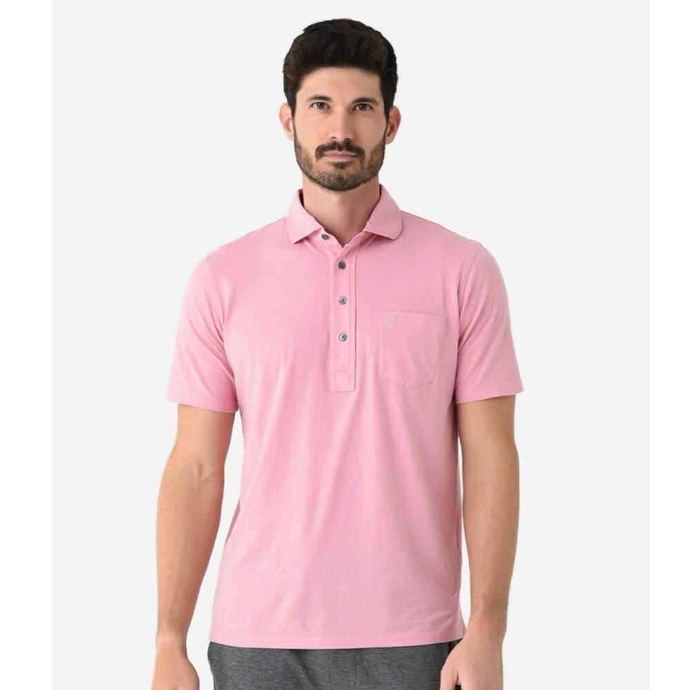 Greyson Men’s Spirit Polo Shirt Pink Short Sleeve Pima Cotton Golf Polo Size S
